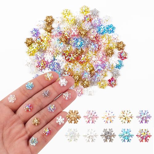 200 Pieces Colorful Tiny Snowflake for Crafts Dollhouse Miniatures Resin Mini Things Decor for Fairy Garden Micro Landscaping Decoration