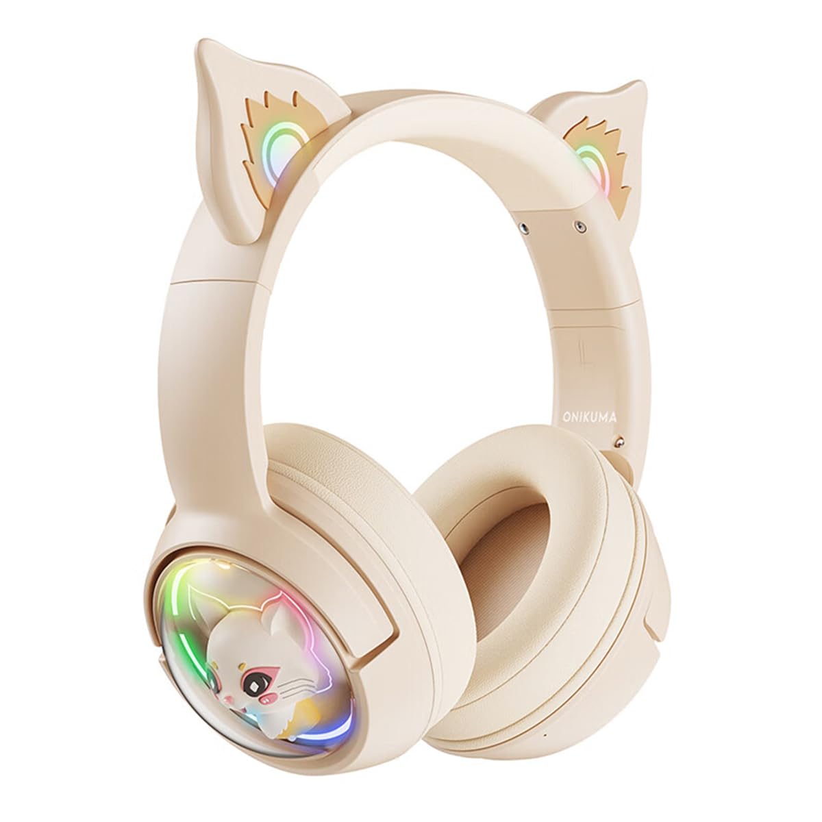 NiC IS COCNG Roze kattenhoofdtelefoon met microfoon, afneembare oren, surround-geluid en intrekbare ruisonderdrukking, geschikt voor alle meisjeshelmen