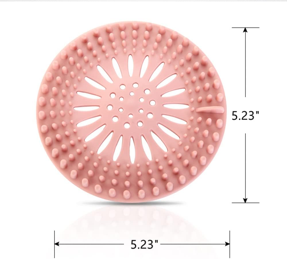 2 Pack Shower Drain Hair Catcher,Durable Shower Drain Cover Protectors Silicone Hair Clog Stopper for Bathroom Bathtub Kitchen Easy to Install and Clean Suit (Pink,Cyan)