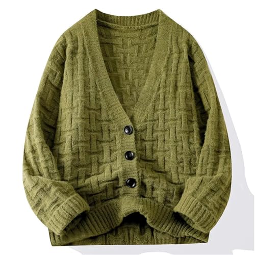 Men's V-Neck Single Breasted Party Sweater Cardigan Casual Loose Solid Long Sleeved Knitted Outerwear2