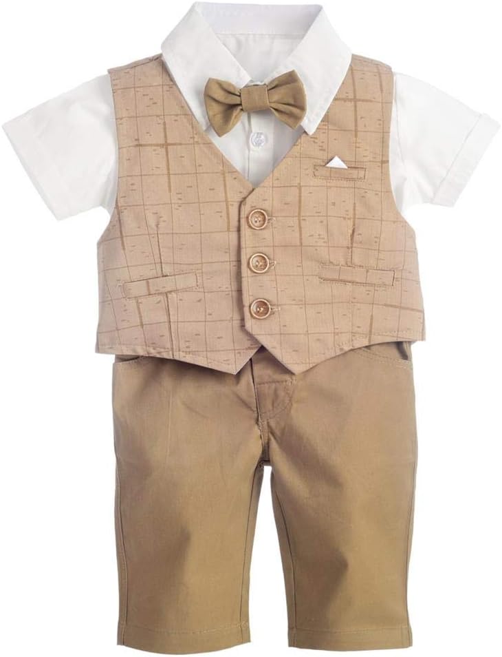 Dressy Daisy Baby Boy Suit Gentleman Wedding Outfit 4 Piece Formal Dress Wear Plaid Short Sleeve