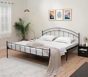 Amazon Brand - Solimo Senna Metal Regular King Bed-(Glossy Finish_Black)