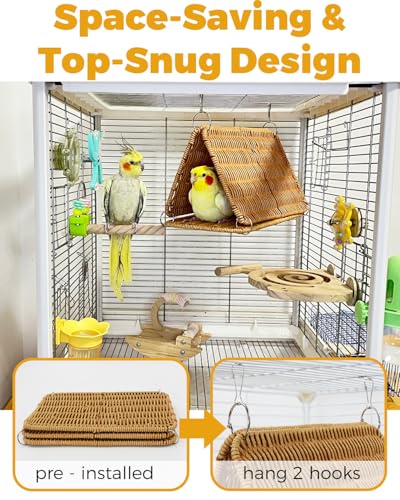Image of Chewproof Steel Frame Cockatiel Bird Nest for Cage for Medium Parrots