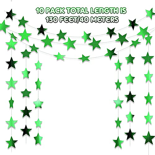 Image of Patelai Glitter Star Garland Banner 2026 Party Decor 130 Feet Star Hanging Streamers Twinkle Backdrop for Classroom Birthday Graduation Wedding Supplies(Green)