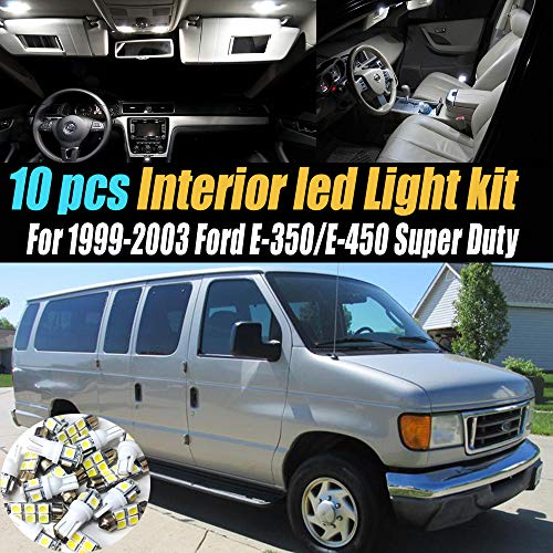 Kit de 10 luces LED interiores super blancas 6000K para Ford E-350/E-450 1999-2003