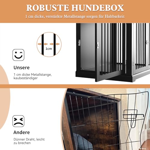 HOLTICO Hundebox Möbel mit Kissen, Möbelstil Hundebox mit Klappdeckel, Indoor Hundezwinger, Hundekäfige für große Hunde,Hundehaus, (Mittelgröße Schwarz)