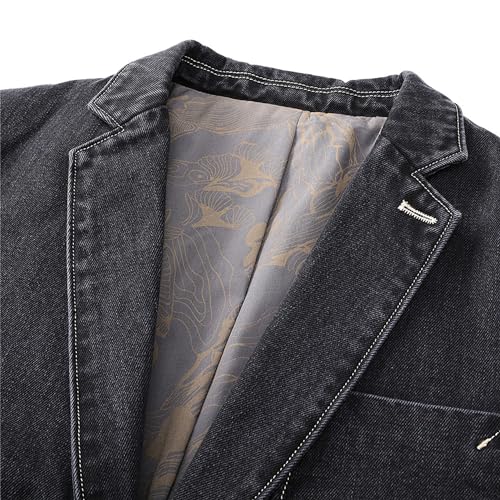 Men's Denim Suit Jacket Two Buttons Comfortable Jean Coat Notch Lapel Vintage Skinny Blazer Sport Outwear4