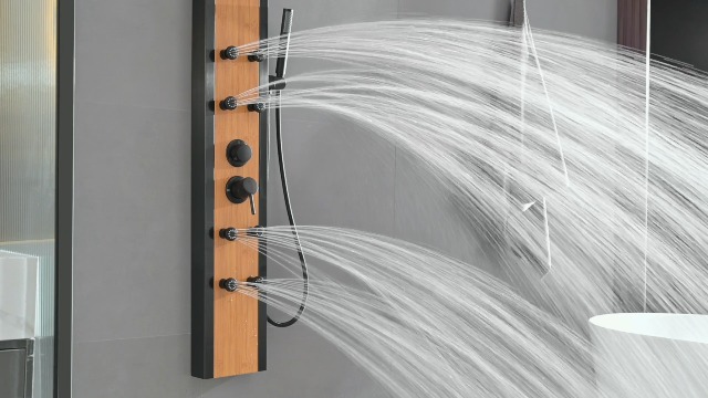 BWE Shower Massage Panel Black 8-Jet Multifunction Shower Panel