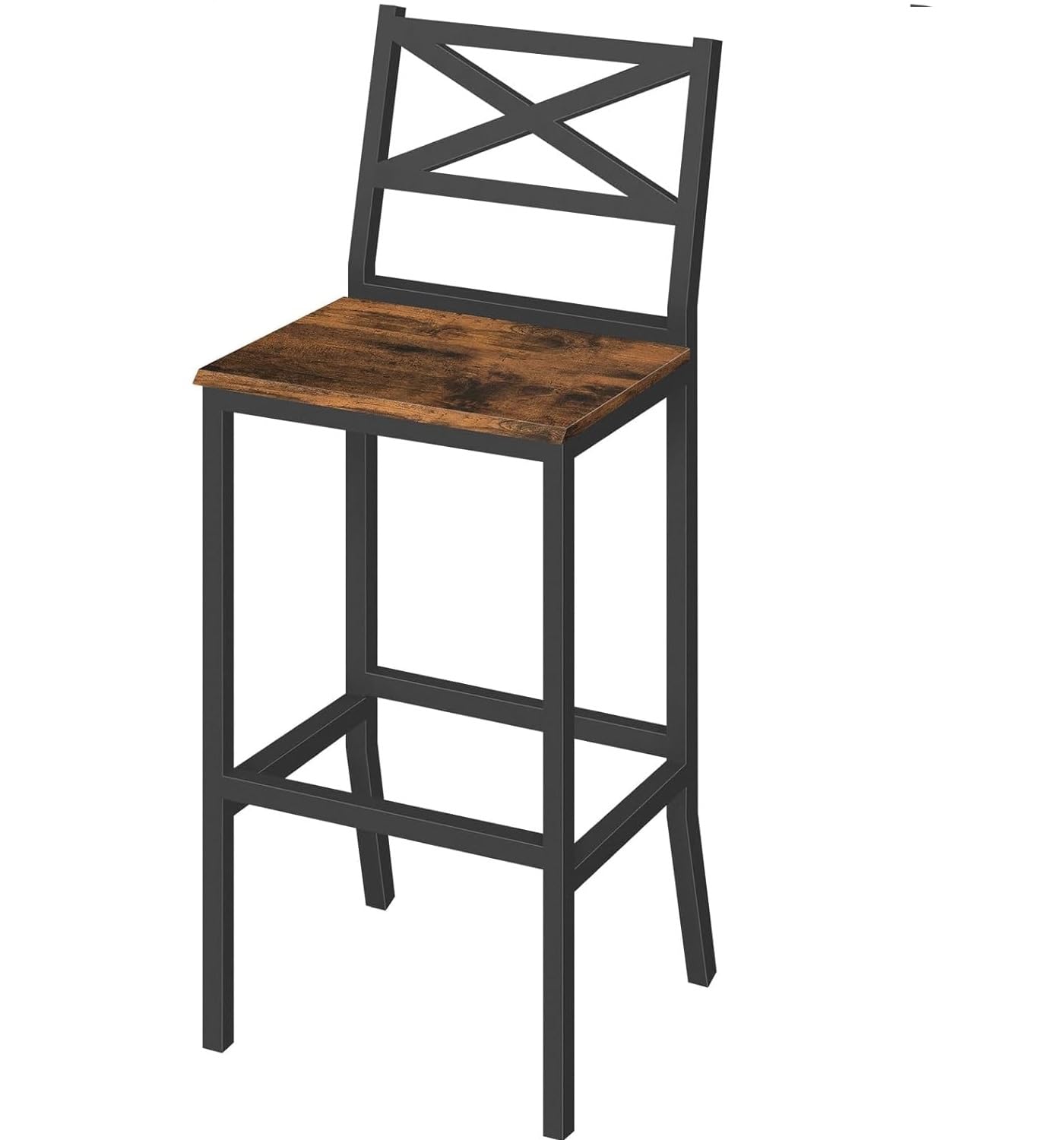 ogfc 261871 bar stools, bar chairs with backrest and footrest, 26" tall counter bar stools, kitchen breakfast bar chairs, easy assembly, for dining room, rustic brown