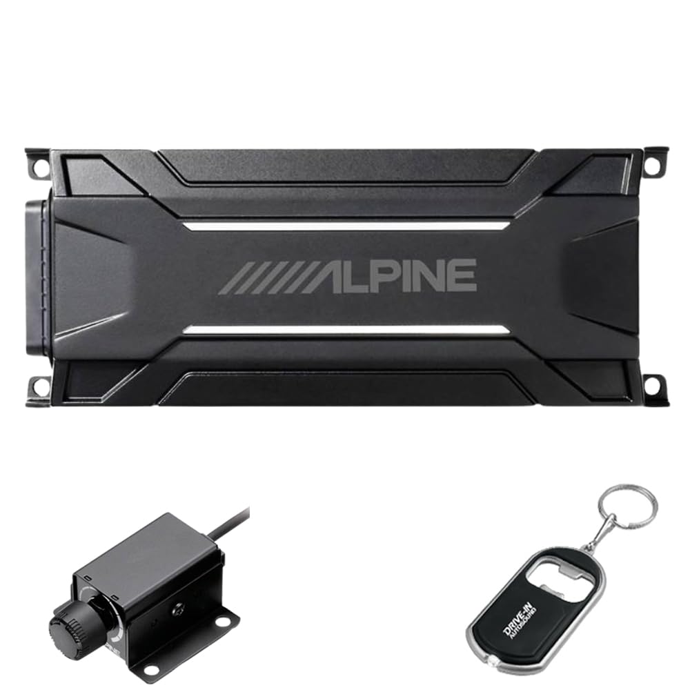 Alpine KTA-30MW Class D Weather Resistant IP66 Tough Power Pack Mono Amplifier with RUX-KNOB.2 Remote Bass Knob