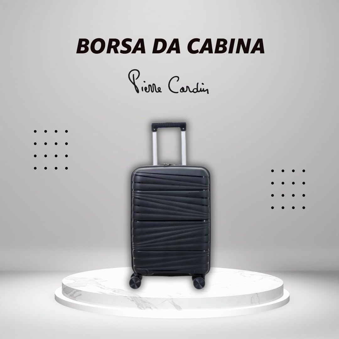 Valigia Trolley rigido con rotelle girevoli 55x38x20 Espandibile. (NERO)