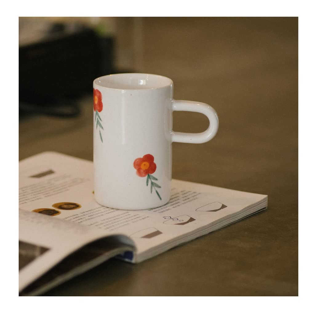 Kaffeetasse Japanischer Tasse Becher Keramik Handgemachte raue Töpferwaren Kleine gelbe Blume Frühstück Milchtasse Kleine frische Kaffeetasse Teetasse (Color : B)