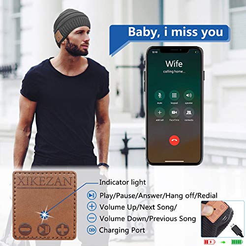 Bluetooth Beanie Novelty Headwear Christmas Stocking Stuffer Gifts for Men Women Dark Gray