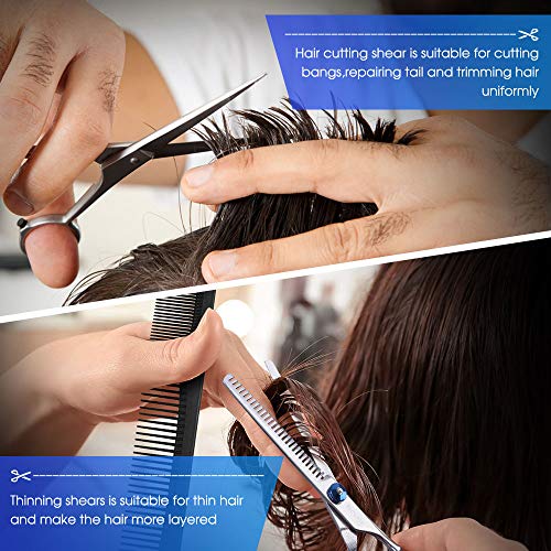 Fathaby Hair Cutting Scissors Kits, 10 Pcs Stainless Steel Hairdressing Shears Set Professional Thinning Scissors thumb #5