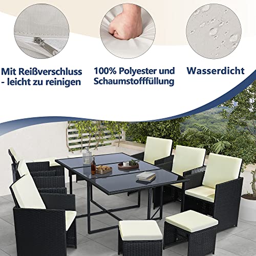 Ribelli Gartenmöbel Set 11-Teilig, Balkonmöbel aus Polyrattan, Wetterfest Sitzgruppe, Sitzgarnitur mit Sofa, Esstisch… – Bild 4
