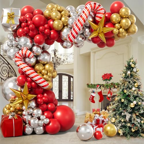 Bonropin Christmas Balloon Garland Arch Kit - Xmas Red Gold