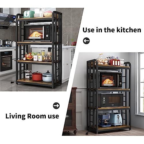 SIREDEEP Bakers Rack with Power Outlet ,4-Tier Kitchen Baker's Rack,Microwave Stand with Storage Suitable for Kitchen, Living Room, Dinning Room,Coffee Bar(Rustic Brown) - Image 5