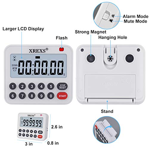 XREXS Digital Kitchen Timer Magnetic Countdown Up Cooking Loud Alarm - Image 4