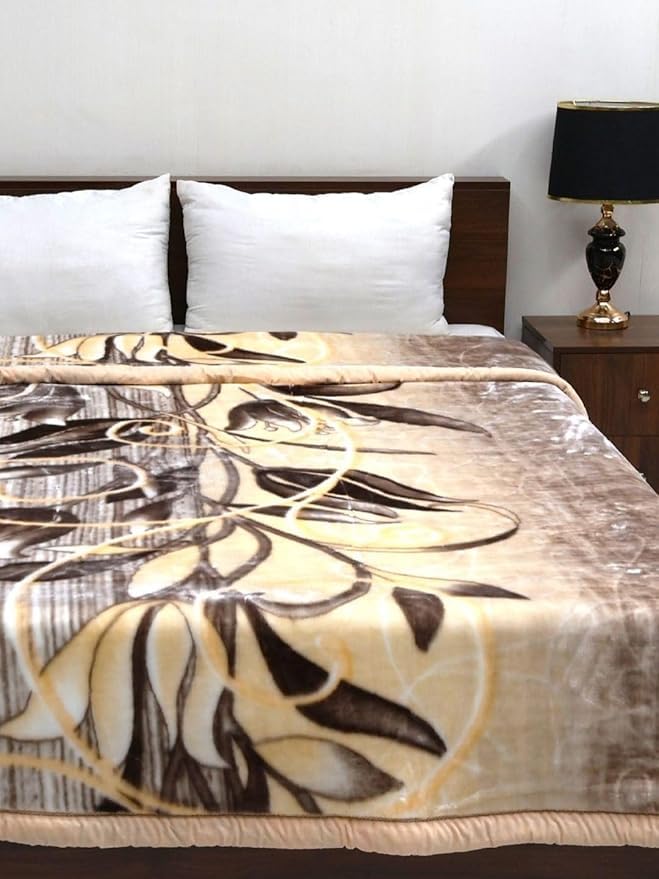Image of Signature Exclusive Supersoft Luxury Heavy Winter Double Ply Double Bed Mink Blanket - 4.5 kg | 100% Polyester | 2.10 m x 2.40 m | Royal Luxe Comfort for Extreme Cold (Rustic Bloom)