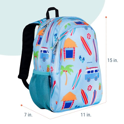 Image of Wildkin 15 Inch Backpack for Kids, Surf Shack | Ages 5-10, padded straps, side water bottle pocket - coordinates with matching Wildkin lunch boxes