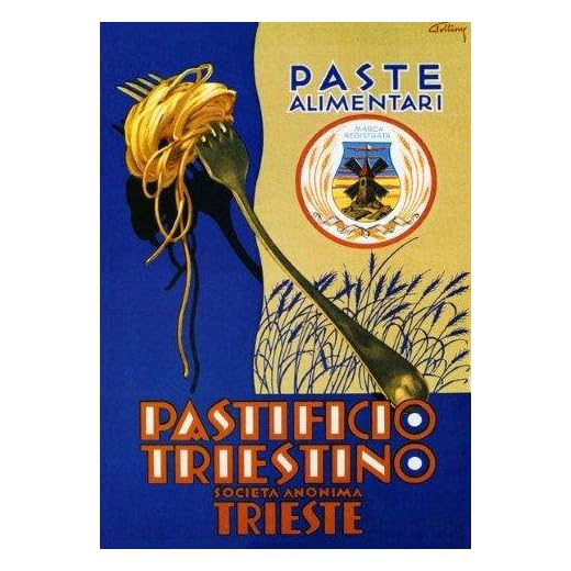 Pasta Spaghetti Alimentari Pastificio Triestino Trieste, Restaurant or Dining Area Art, Italy Italia Italian 12" X 16" Image Size Vintage Poster Reproduction. Available In More Sizes.