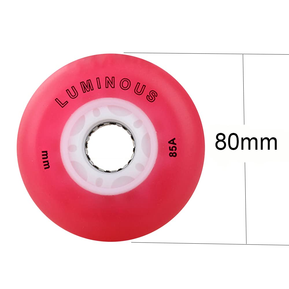 Generico Koła do łyżworolek na zewnątrz wewnątrz gumowe koła LED 85A gumowe koła zamienne do łyżwiarstwa 72 mm, 76 mm, 80 mm odporne na zużycie koła PU