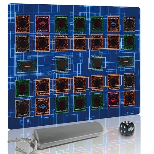 Extalas for Yugioh Playmat 2-Player Limited Edition Rare Dice and Free Storage Bag Master Rule Duel Field Zones Large Card Game Mat (Basic2)