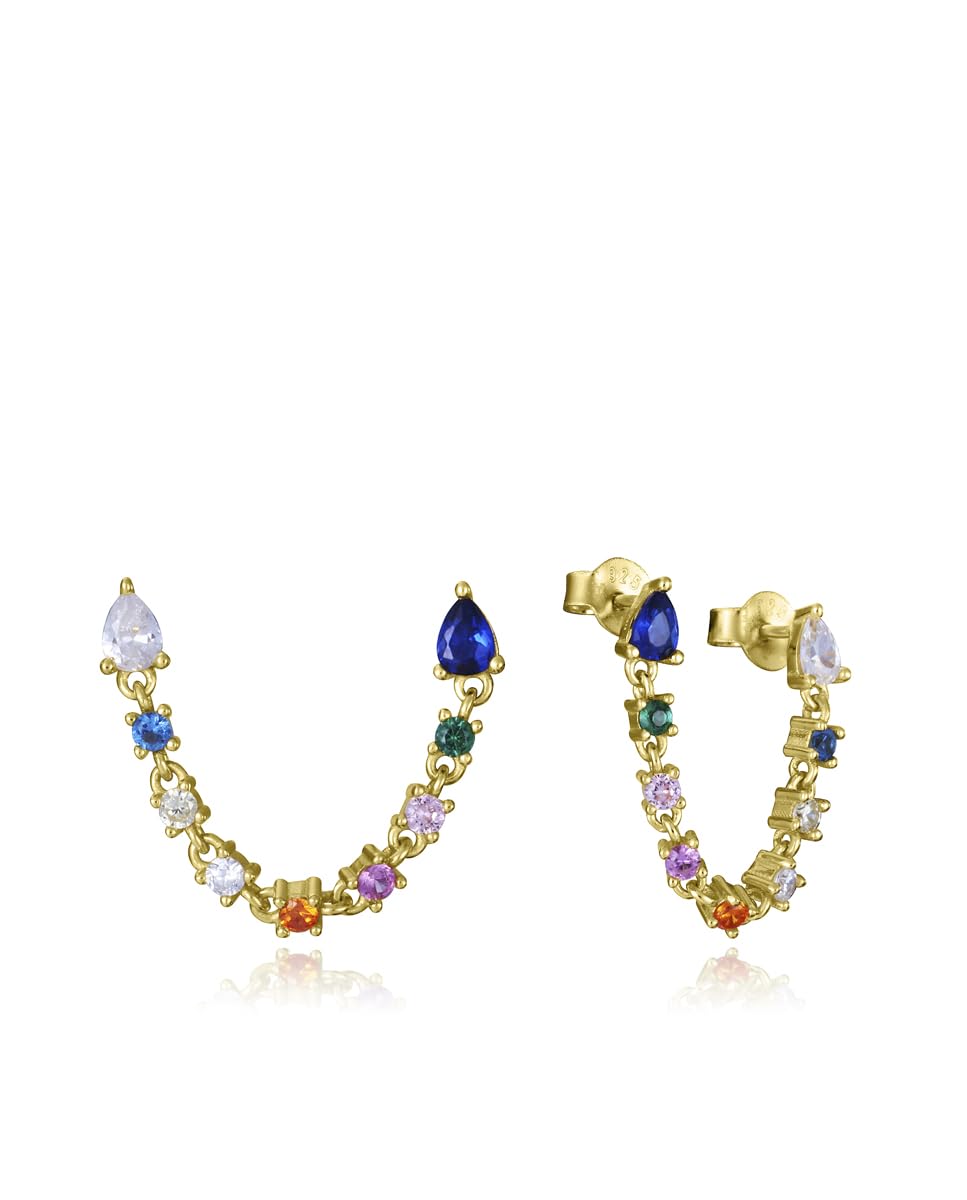 Viceroy Pendientes Elegant Mujer 9132E100-39 Viceroy Jewels - Plata Baño Oro Circonitas Multicolor