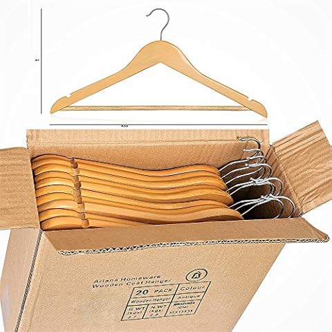 ARIANA HOMEWARE Wooden Clothes Hangers with Rotating Hook Cover