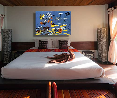 Stampa Su Tela Astratta Blu Di Jackson Pollock 30x45cm - Decorazione Murale Moderna