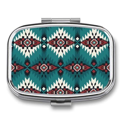 ピルケース 薬ケース アメリカ先住民族 ナバホ族民族 小物入れパーツボックス携帯サプリメントケース 薬入れ 薬箱 コンパクト 金属 持ち運びに便利 小型 薄型 飲み忘れ防止 薬収納ケース サプリケース ガムケース くすりいれケース ドラッグ箱 ミニ薬箱 四