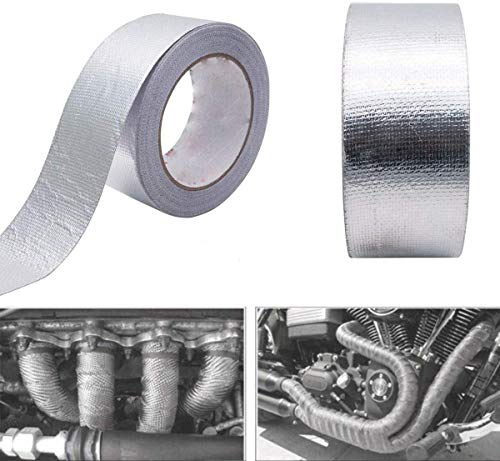 Image of 2X 2 inch Silver Duct Heat Reflective Tape Roll, Self-Adhesive Fiber-Glass Aluminum Foil Tape, Insulation Resistant High Temperature HVAC Tape, Metal Repair, Patching Hot Cold Air