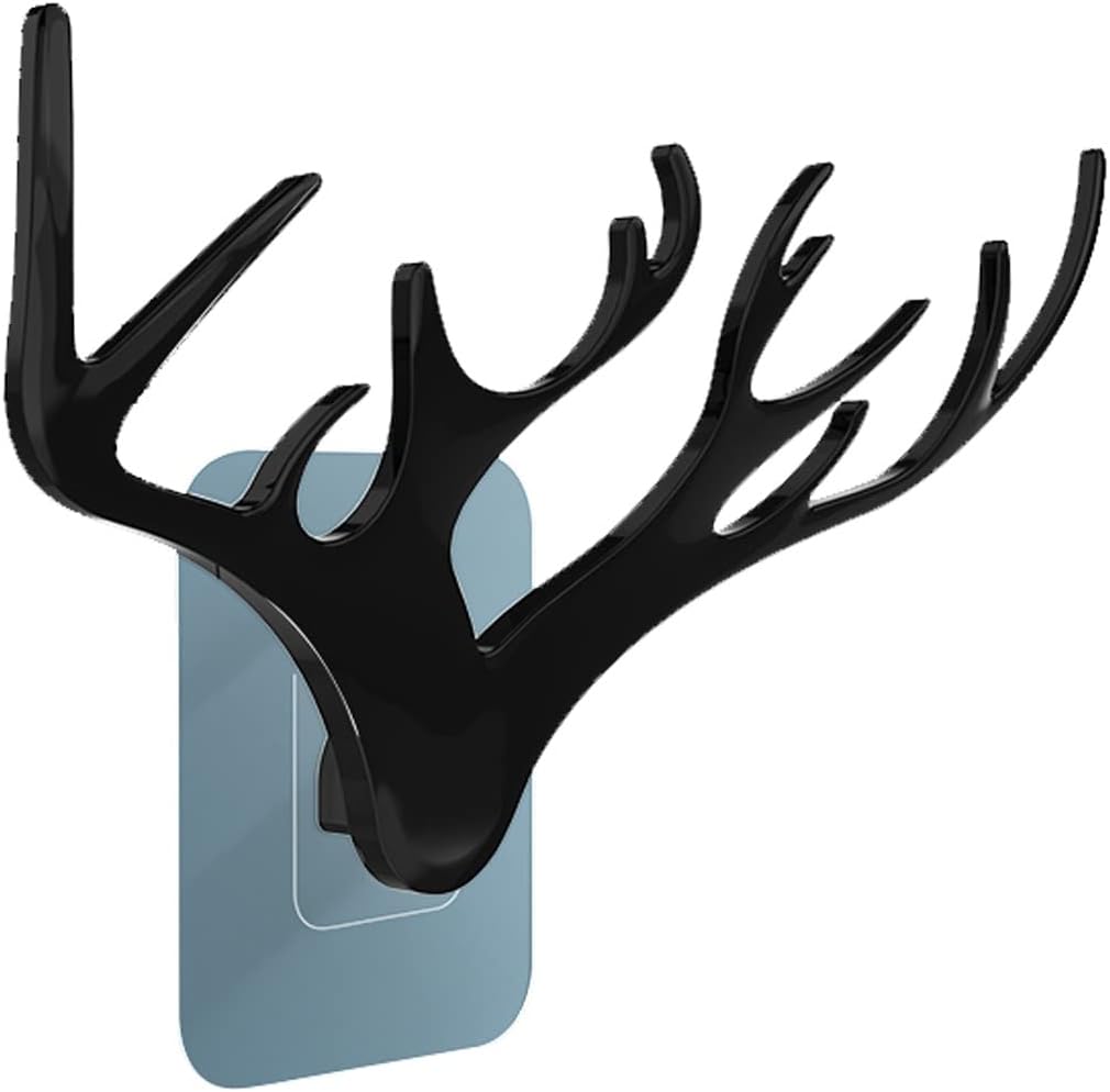 Wall Hook，Door Hook, Wall Hooks Wall Hooks for Hanging White Solid Color Deer Head Sticky Hook, European Style Wall Decoration, Ladies Jewelry Storage Rack, Multipurpose Utility Hook(Gray)