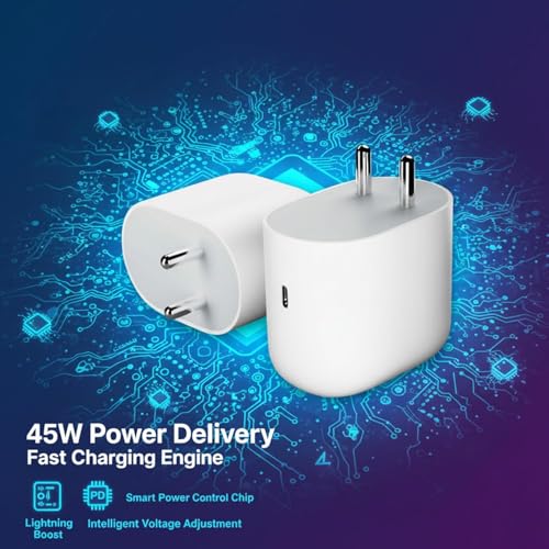 Image of 45W Type-C Fast Charger for Google Pixel | Adapter for Pixel 9A /9 Pro /8 /8a, Pixel Tablet, Chromebook & Other USB-C Devices |Original Charging Speed (White)