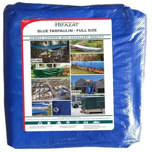 Hifazat 55GSM Heavy Duty Full Size Tarpaulin 1.83 Meter x 3.66 Meter Size Blue