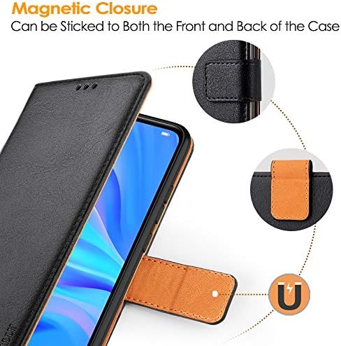 Peakally Huawei P30 Lite / P30 Lite New Edition Case, Premium PU Leather Flip Wallet Case Cover for Huawei P30 Lite / P30 Lite New Edition [Card Slots] [Kickstand] [Magnetic Closure]-Black