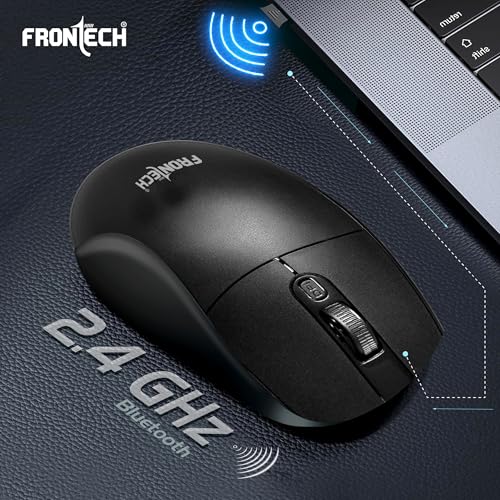 Image of FRONTECH MS-0056 Wireless Optical Mouse | 2.4GHz | 1600DPI | USB Nano Receiver | Ergonomic Design | Black