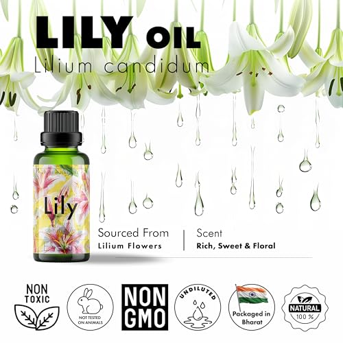 Image of Esslux Lily Essential Oil - 100% Natural Lily Oil for Diffuser, Skin, Aromatherapy & Candle Making - Perfect for Bath Bombs & Soaps - Floral Scent for Relaxation - 90 ML