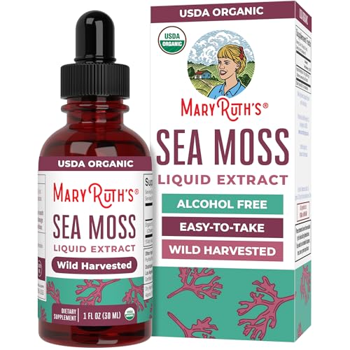 MARYRUTH'S Organic Irish Sea Moss Liquid Drops | Chondrus Crispus | Wild Harvested | Organic Irish Moss Formulated for Adults & Kids Ages 14+ | Unflavored | Sugar Free | Vegan | Non-GMO | 1 Fl Oz