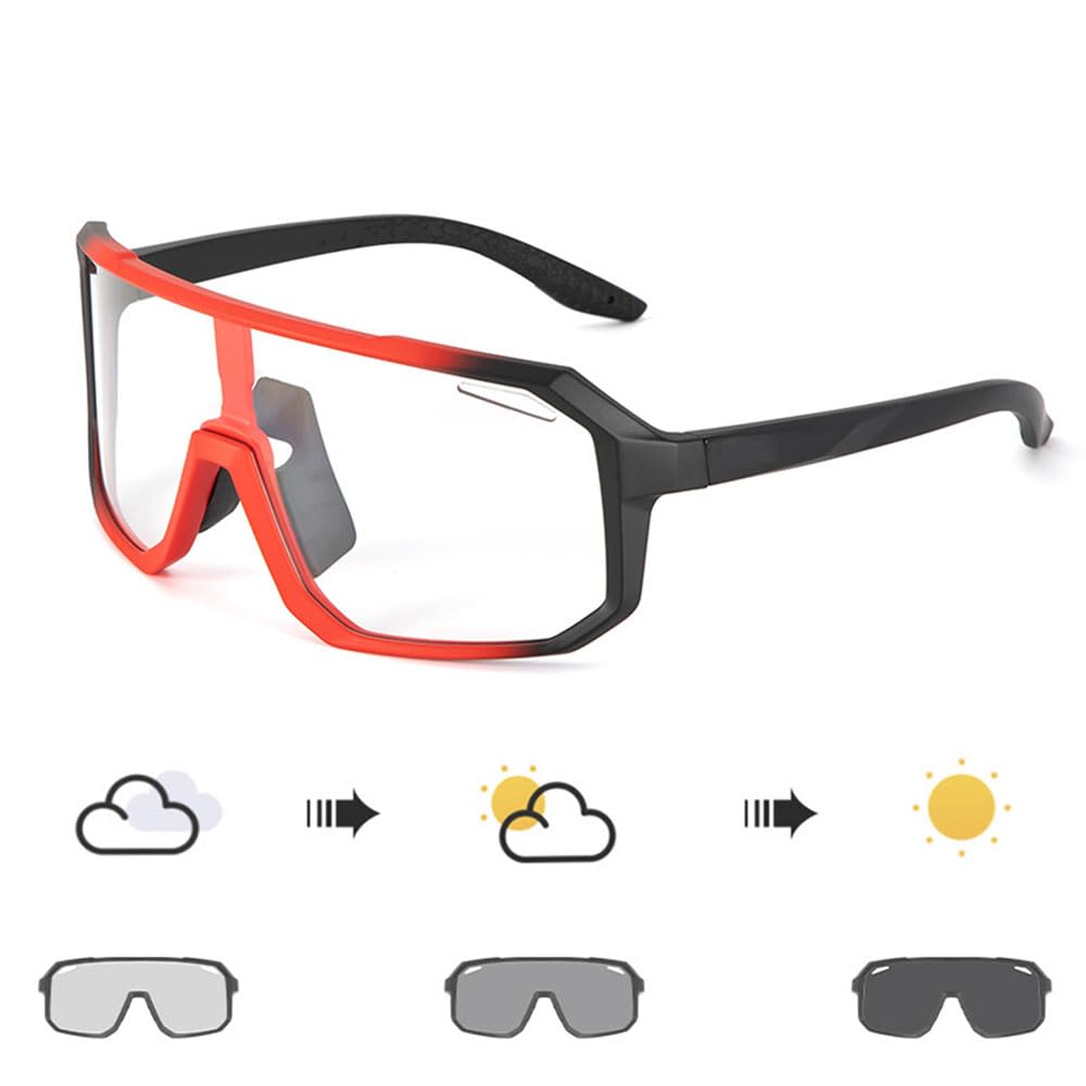 Lunettes De Soleil De Cyclisme Photochromiques UV400 pour Hommes Lunettes De Sport De Course À Pied pour Femmes Lunettes De Route
