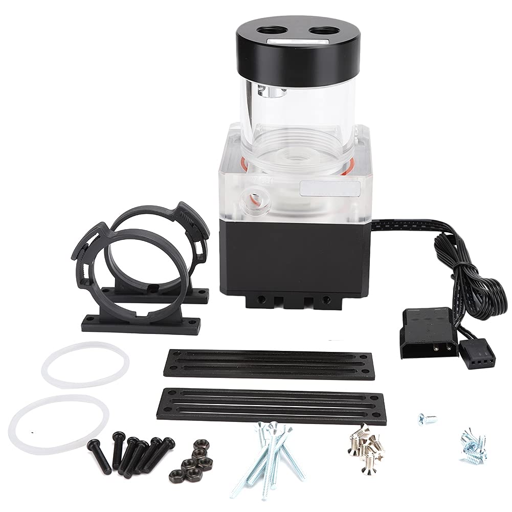 Cuifati Zintegrowana Pompa ze Zbiornikiem Chłodzenia wodą do Komputera PC 800 L/h, Anoda Aluminiowa + PMMA + POM, Kolor Czarny/srebrny, Rozruch 7 V, Głowica Pompy 3,1 Stopy, Efektywne Odprowadzanie