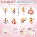 AnyDesign 1000 Pcs Spring Fairy Stickers Pink Purple Cartoon Fairy Girl Self-Adhesive Decals for First Birthday Party Scrapbook Journal Envelope Decor, 2 Rolls, 12 Designs