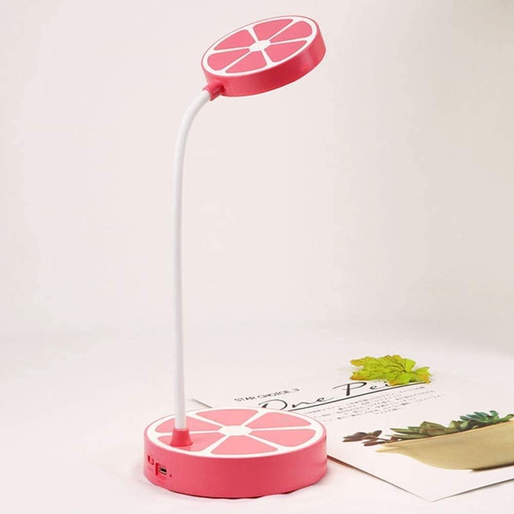 Bracket Light Led Desk Lamp Kid Eye-Caring USB Fruit 3 Level Dimmer Lemon Table Lamps Reading Light Touch Control Bedside Lamps Decoration Night Lights for Home Office Study Kids,Pink