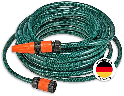 e-Best - Manguera de jardín (1/2", 20 m, juego de iniciación con juego de conexión, 5 piezas, jardín, riego)
