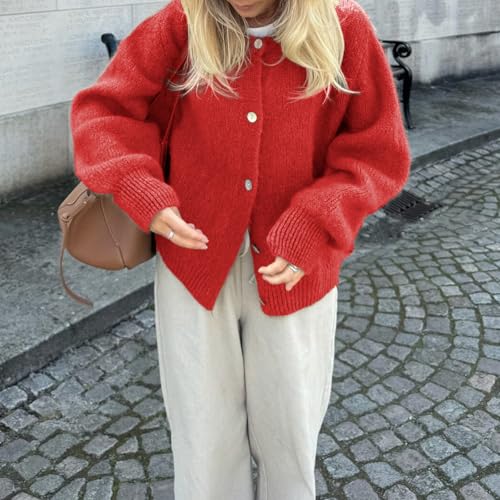 Women Y2k Knitted Cardigan Solid Color Long Sleeve Button Down Fuzzy Sweater Streetwear Outerwear Knitwear3