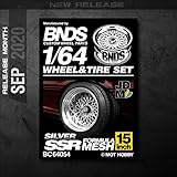 BNDS 1/64 Scale Mini Alloy Wheels Tires with Axles Assembly Detail Up Kits for Professional Modified Diecast Model Vehicle Kit (BC64054)