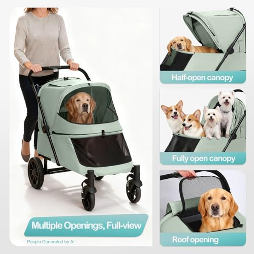Image of Pet Stroller with Ramp for Large Dog up to 132lbs Portable&Foldable