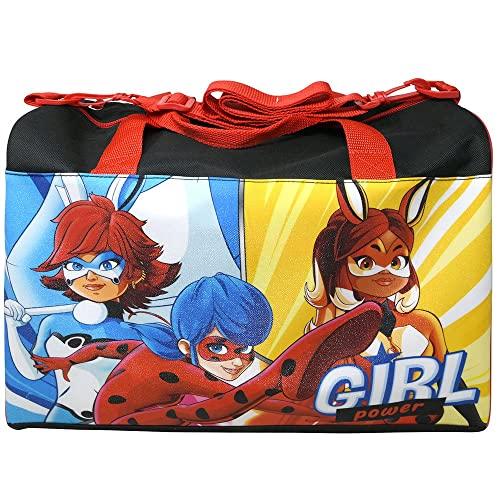 Zagtoon Miraculous Ladybug Duffle Bag for Kids - Bundle with 17inch Miraculous Ladybug Travel Bag Plus Stickers and More (Miraculous Ladybug Bag for Girls)2