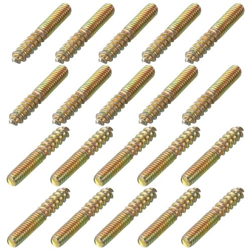 uxcell M4 Hanger Bolts Length 1"(25mm) Double Headed Bolts Self-Tapping Screw 4mm Wood Joint Furniture Legs 60pcs