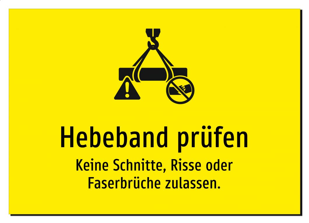 36393-DE-S-06 | Hebeband prüfen - Keine Schnitte, Risse oder | Aluminiumschild A5, 210 x 148mm | mit Symbolgrafik und Text